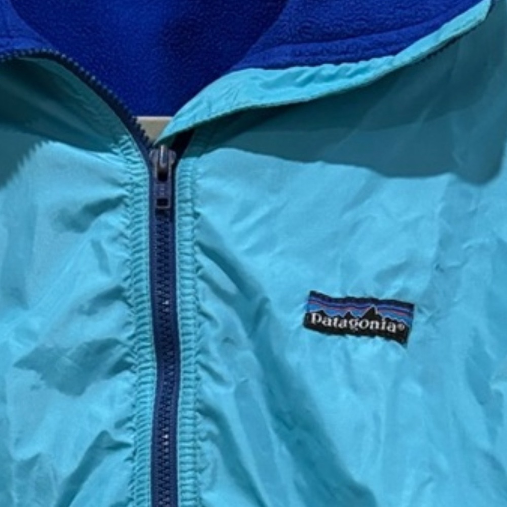 Vintage Patagonia Shelled Synchilla Jacket Teal Blue Fleece Lined med to large